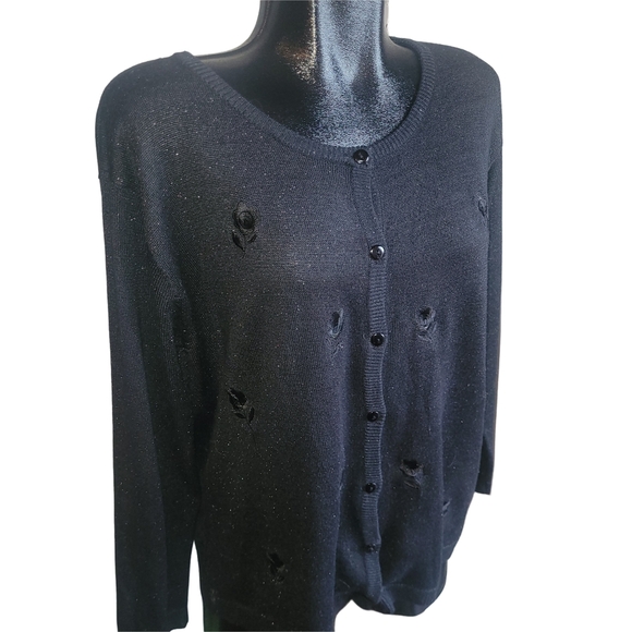 Beta's Choice Black Button-Up Cardigan Sweater XL - Picture 2 of 6
